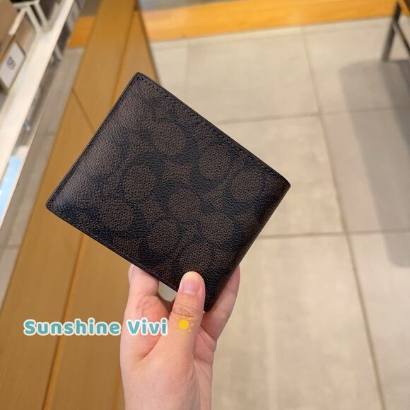 NWT COACH Id Billfold Wallet In Signature Canvas CX209 Mahogany Multi - Picture 5 of 5